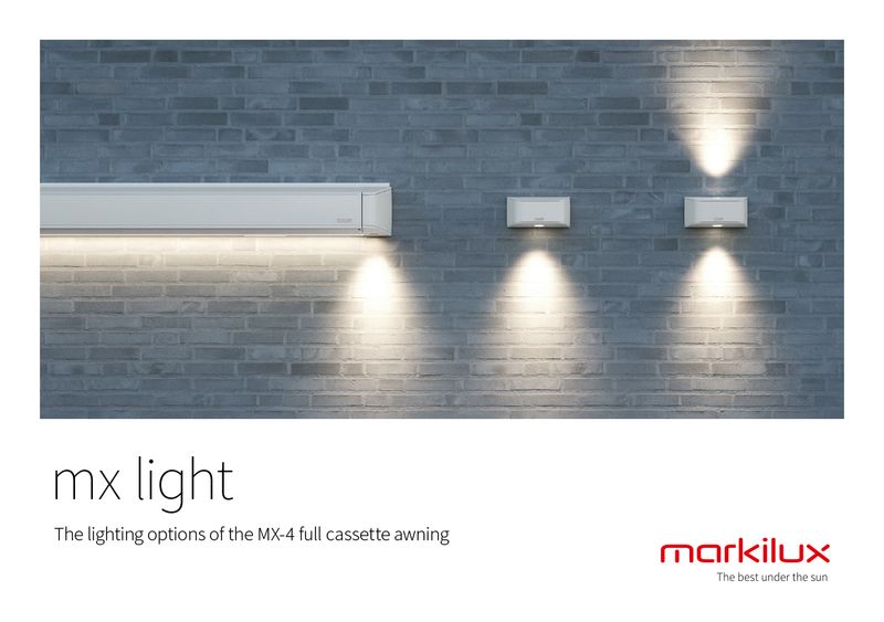 Lighting options in white attached to a gray stone wall.