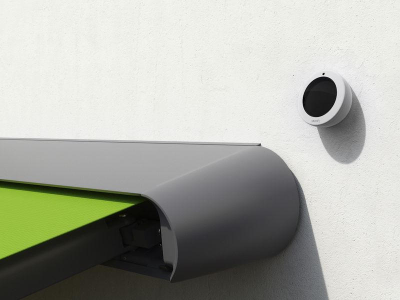 Sun sensor for automatic control of markilux awnings electrically operated in detail view.